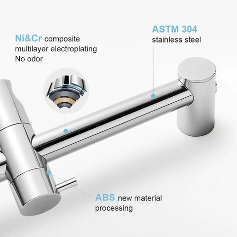 Close-up of 28 Inch Shower Slide Bar with ASTM 304 stainless steel, chrome finish, and 360 degree adjustable handheld shower head holder.