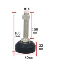 Heavy Duty Furniture Leveling Feet Set Of 8 Adjustable Steel Levelers Features Rotating Sliding Bases With M18 M20 Threads To Keep Things Locked Down Protect Floors Effortlessly, showing detailed dimensions.