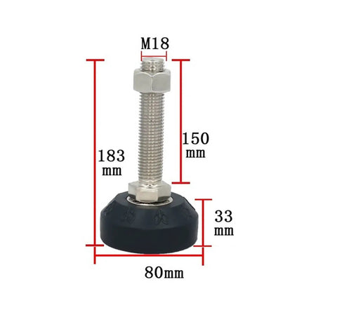 Heavy Duty Furniture Leveling Feet Set Of 8 Adjustable Steel Levelers Features Rotating Sliding Bases With M18 M20 Threads To Keep Things Locked Down Protect Floors Effortlessly, showing detailed dimensions.