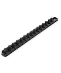 Thirteen Inch Socket Rail For Three Eighths Inch Drive Twist To Lock Sockets Lock Into Tray With Keyhole Slot And Release Button Heavy Duty Clip Organizer Grab And Go Ready For Loose Or Secured Sockets In The Workshop Or Garage black ABS socket rail