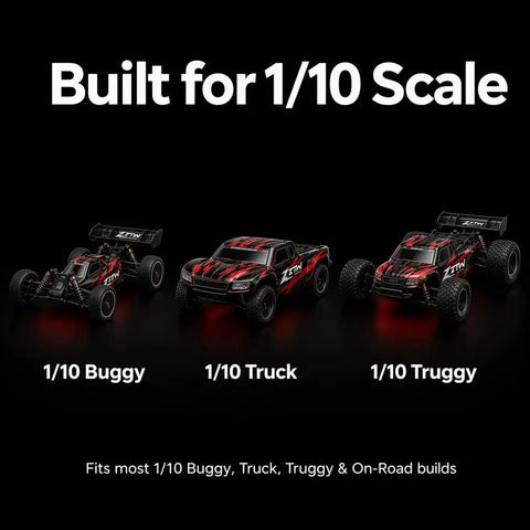 Image showing RC buggy, truck, and truggy models, compatible with 60A Sensorless Brushless ESC For 1 To 10 Scale RC Cars Trucks Buggy Truggy.