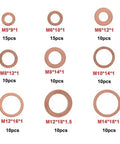 Get This Top Notch 100 Piece Copper Flat Washer Assortment Kit With Box For Sump And Industrial Jobs Featuring Purple Copper Ring Seals That Resist Heat Buildup And Deliver Serious Hardness For Your Tough Gasket Needs. Purple copper flat washer assortment, M5 to M14 sizes, 100 pcs