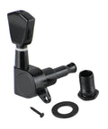 Upgrade Your Rig With These Sick Compatible Split Headstock Tuning Pegs Delivering Tight Internal Gears For Smooth Pitch Changes On Guitar Featuring Bold Matte Black Or Shiny Chrome Ends Easy Install 3L3R Layout For Stringing Jobs Without Hassle. black split guitar tuning peg, 3L3R, with screw and bushing