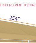 Tan Replacement Top For 10x20 Carport Canopy, Heavy-Duty 180-Gram Waterproof Fabric With Heat-Sealed Seams, 254 Inch Long