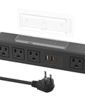 Under Desk Power Strip With 3M Adhesive Mount, 4 Outlets And 1200J Surge Protector, 6 Ft Cord, USB C And USB A Fast Charging Ports shown