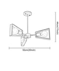 Slick Modern Metal 5 Light Pendant Chandelier Ceiling Lamp dimensions showing 52cm width and 44cm height, ideal for urban spaces.