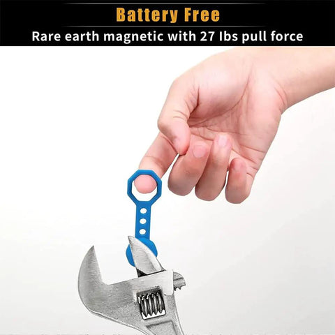Casendy Stud Finder Wall Scanner,27 Pounds Pull Magnetic Power, showing rare earth magnet with 27 lbs pull force in hand.