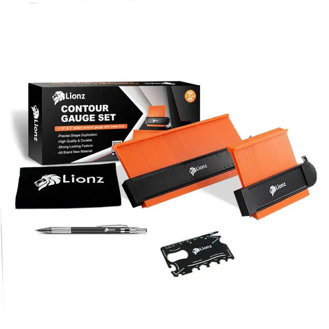 Locking Contour Gauge With 10 Inch And 5 Inch Profiles For Copying Angles And Irregular Shapes Pro Grade Tool on white background