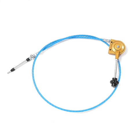 2m Heavy Duty Throttle Cable for Mini Excavator Replacement showing blue sheath, stainless steel core, and smooth accelerator control mechanism