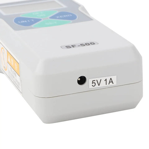 Portable Digital Force Gauge SF-500 Push Pull Tester Meter For Tension And Compression Testing, back view with 5V 1A port