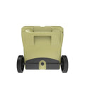 Back view of 111-Quart Desert Tan Tough Cooler With Heavy Duty Wheel Kit Rotomolded Ice Chest For Hunting Fishing And Camping With Elite Thermal Retention Made In USA