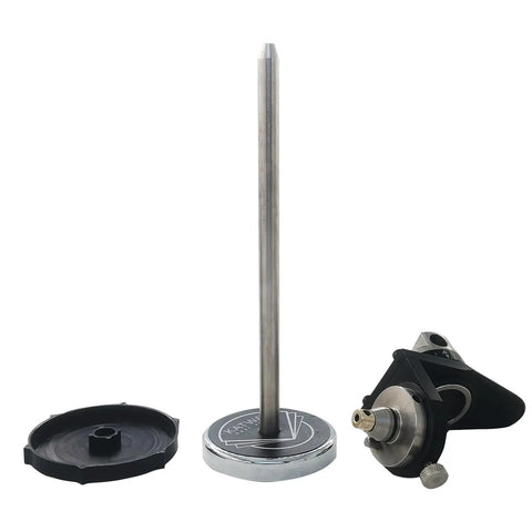 Pro Grade Stainless Steel Sharpening Angle Jig With Quick Metric Stops for tools, with a metal base and adjustable guide.
