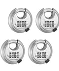 4 Pack 4 Digit Disc Padlocks With Hardened Steel Shackle For Sheds Lockers Storage Units Gym And Fences Shielded Circular Design