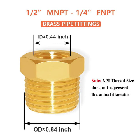 brass hex reducer 1/2 to 1/4 NPT male to female fitting
