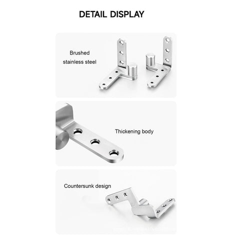 Detail of Heavy Duty Stainless Steel Door Pivot Hinges 130lb Load Bearing Hidden 270 Degree Inset Hinge for Bookcase Doors.