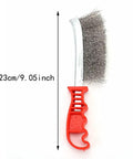 2 Pack Stainless Steel Wire Brushes For Automotive Cleaning And Rust Removal with red plastic handle, 23cm length
