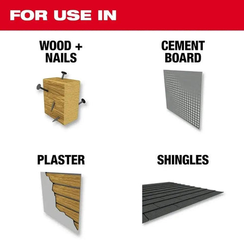 9 Piece Hole Saw Kit With Carbide Teeth Compatible With Milwaukee 49569295 For Cutting Wood Nails Shingles Concrete Includes Arbor And Pilot Bits Inside Compact Organizer Case for wood, cement board, plaster, and shingles