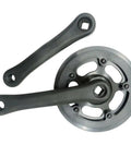 152mm Square Taper Bike Crankset With 32T Chainring, Aluminum Alloy, top view of crank arms and square hole design