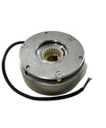 Front view of electromagnetic brake 03-214A for forklift, Amazon brand, metal circular unit with wiring