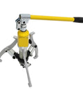 Pro Level Hydraulic Puller 5 Ton Capacity With Swappable Two And Three Claw Jaws Heavy Duty Bearing Hub Remover showing yellow handle and silver claws