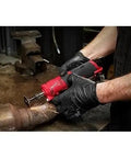 Pro Grade M12 Fuel One Quarter Inch Cordless Straight Die Grinder Bare Tool With Three Mode Rpm Switch being used on metal work.
