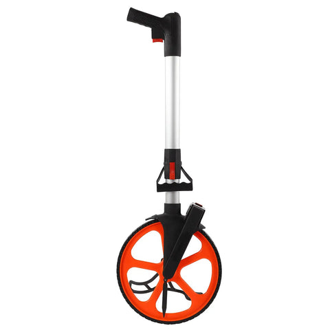 YDuupxe Mechanical Measuring Wheel 0-9999.9ft with Brake and Zero Return, foldable, nylon, PC, and aluminum alloy.
