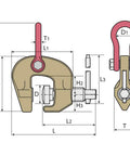 Technical diagram of Beefy Wide Screw Cam Clamp 50 To 100 Mm Universal Steel Lifter With 0.3 Ton Capacity Built From Special Alloy Steel
