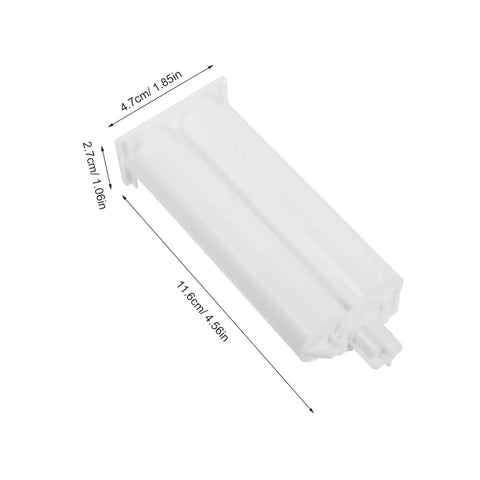10 Pack Dual Component Epoxy Adhesive Cartridges With Precise Glue Dispensing For Industrial Jobs One To One Ratio White Tubes Portable Manual Applicator Ready Versatile Bonding For Plastic And Metal Repairs, white cartridge dimensions shown