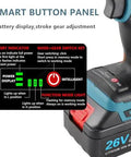 Smart button panel of Built Tough Cordless Rivet Nut Gun Set For Automatic Pop Rivet Work And Hella Handy M3 Through M12 Installation Kit.