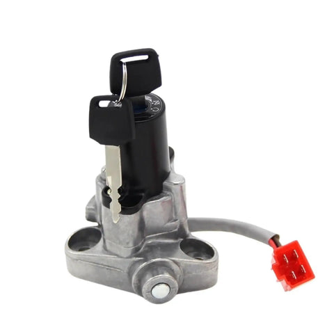 Durable Motorcycle Ignition Key Lock Switch Fits Yamaha XVS1100A Dragstar Classic And V Star With 2 Keys Easy Plug and Play Install No Tools Needed To Fix Your Ride Smoothly Save Cash At Shop And Start Engine Strong While Riding Safe At Night, metal lock switch with keys and red connector