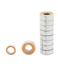 Precision Ball Bearing Kit 5x11x4mm 9pcs and 5x8x2.5mm 1pc Orange Rubber Sealed High Speed Quiet Bearings for RC Cars Drones Choppers and Hobby Projects, shown stacked