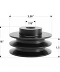 Beefy Cast Iron V Belt Pulley For Electric Motors, Single Groove Sheave, 0.875 Inch Bore, 3.86 inch diameter