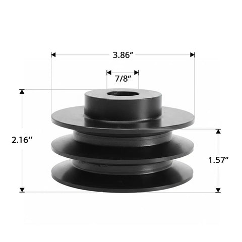 Beefy Cast Iron V Belt Pulley For Electric Motors, Single Groove Sheave, 0.875 Inch Bore, 3.86 inch diameter