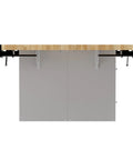 64 Inch Heavy Duty Workbench With Four Adjustable Bench Vises And Twelve Vertical Storage Lockers Top Shelf Maple Hardwood view from above