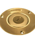 3-7/8 Inch Round Brass Floor Box Cover With Threaded Combination Plug For Carpet Or Tile Installations, Solid Brass Construction