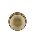 Top view of Rope Rosette Door Knob Set With New York Knob In Antique Brass, Passage Function detailing vintage style.