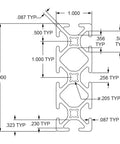 Technical diagram of 1 Inch By 3 Inch T Slot Aluminum Extrusion Kit For DIY Linear Rail And Motion Projects 10 Series
