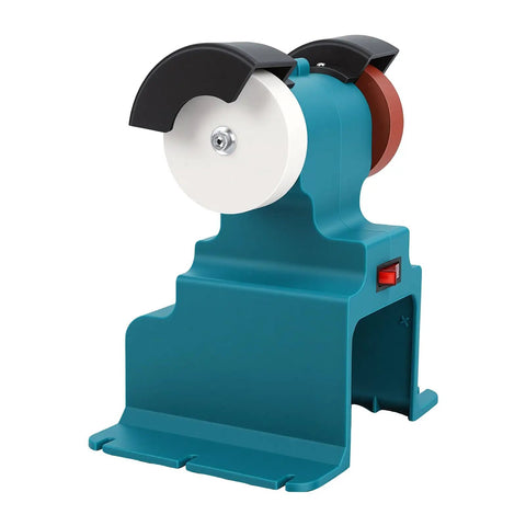 Jeffergarden Cordless Mini Bench Grinder With Two Wheels; compact dual wheel grinder with copper motor for sharpening.
