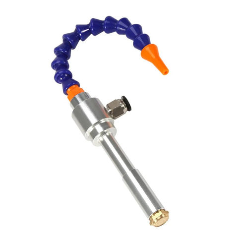 Ultra Compact 130Mm Flexible Tube Fan With Killer Magnetic Mount For Industrial Cooling And Heat Dissipation Super Quiet Portable Air Blower angled view showing blue flexible tube and metal body.
