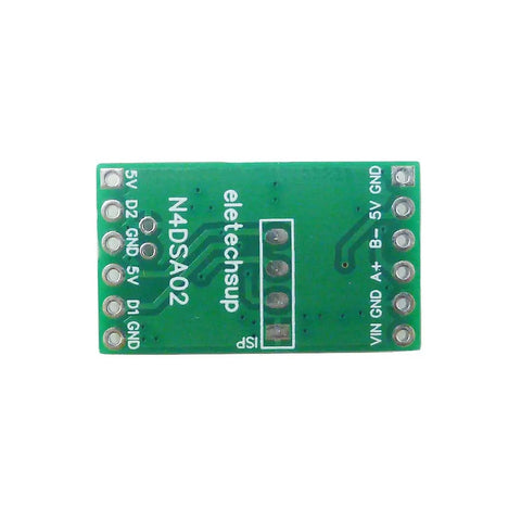 2 Channel Modbus Temperature Sensor Module with DS18B20 RS485 Adapter Board for PLCs and paperless recorders, N4DSA02, top view
