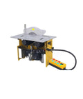 Rock Solid Portable Saw Station With Silent Electric Lifting 8 Inch Table Saw featuring dust catcher box and knockout motor.
