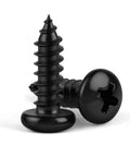 Tough As Nails Number 8 By One Half Pan Head Self Tapping Screws With Black Oxide Coating 304 Stainless Steel Fasteners for wood works.