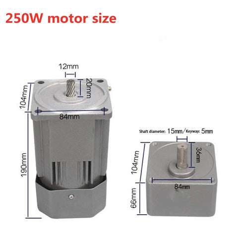 250W AC High Torque Geared Motor With Reversible Single Phase Operation Variable Speed Adjustable Controller Governor 110V Low Noise Drive For Industrial Applications