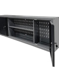 Badass Heavy Duty Garage Workbench Cabinet System With Lockable Drawers shelf interior and locking door panels for tool organization.