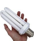 Close-up of 65W CFL Replacement Light Bulb With E39 Mogul Screw Base 39 Millimeter Diameter Cool White For 9166B Light Fixture held in hand