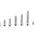 230-Piece M2 Stainless Steel Button Head Screws And Nuts Hex Socket All-in-One Pro-Grade Kit for DIY projects, screws lined up by size