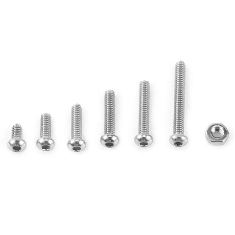 230-Piece M2 Stainless Steel Button Head Screws And Nuts Hex Socket All-in-One Pro-Grade Kit for DIY projects, screws lined up by size