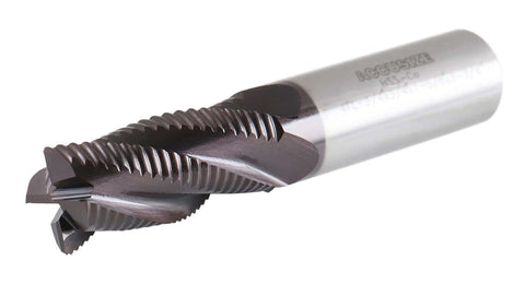 Accusize roughing end mill, 3/4 in dia with 3/4 in shank, 1-5/8 in flute length, TiAlN-coated M42 cobalt.