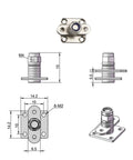 Square stainless steel damping torque hinge with mounting plate and adjustable stop, 1 piece (Amazon)