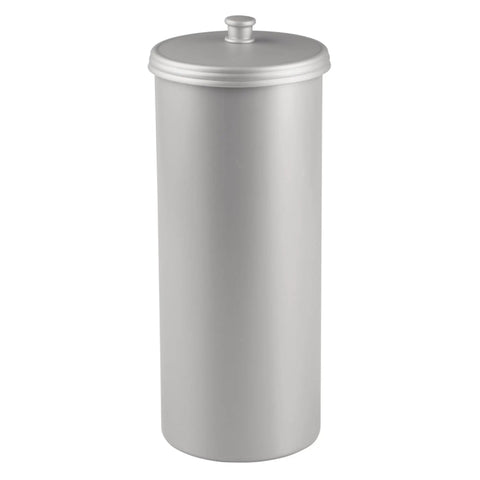 Discreet Floor Standing Toilet Paper Holder With Lid For 3 Extra Rolls In Silver, Slim Space Saving Bathroom Organizer